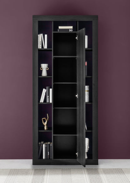 Rolo  Bookcase and Storage Unit, One Door - Black Ash Finish