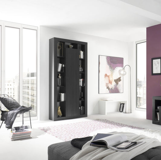 Rolo  Bookcase and Storage Unit, One Door - Black Ash Finish