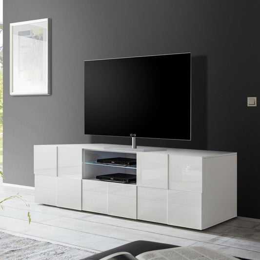 Donato TV Stand, Two Door, One Drawer, AV Space - Gloss White Finish