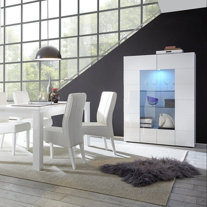 Donato Display Cabinet, Two Doors, Optional LED Spotlight - Gloss White Finish
