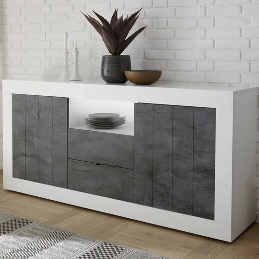 Como Sideboard, Two Door, Two Drawer, AV Storage - Gloss White and Anthracite Finish