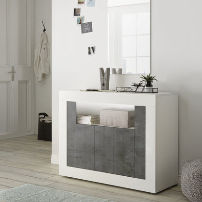 Como Sideboard, Two Door, AV Storage - Gloss White and Anthracite Finish