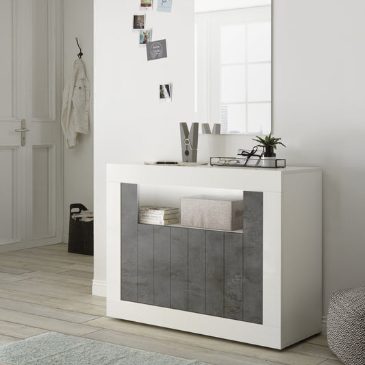 Como Sideboard, Two Door, AV Storage - Gloss White and Anthracite Finish