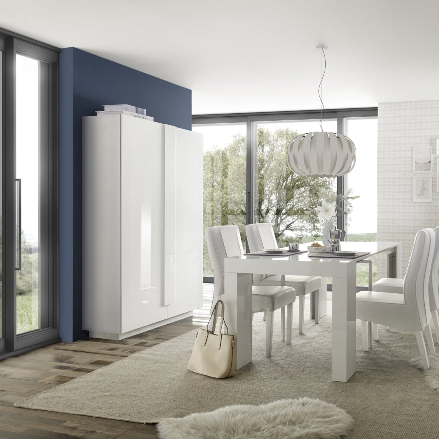 Jesolo High Sideboard, Two Doors - Gloss White Finish