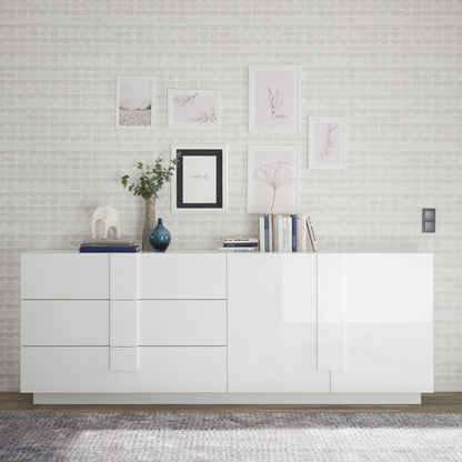 Jesolo Sideboard, Two Doors, Three Drawers - Gloss White Finish