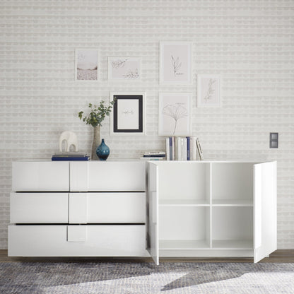 Jesolo Sideboard, Two Doors, Three Drawers - Gloss White Finish