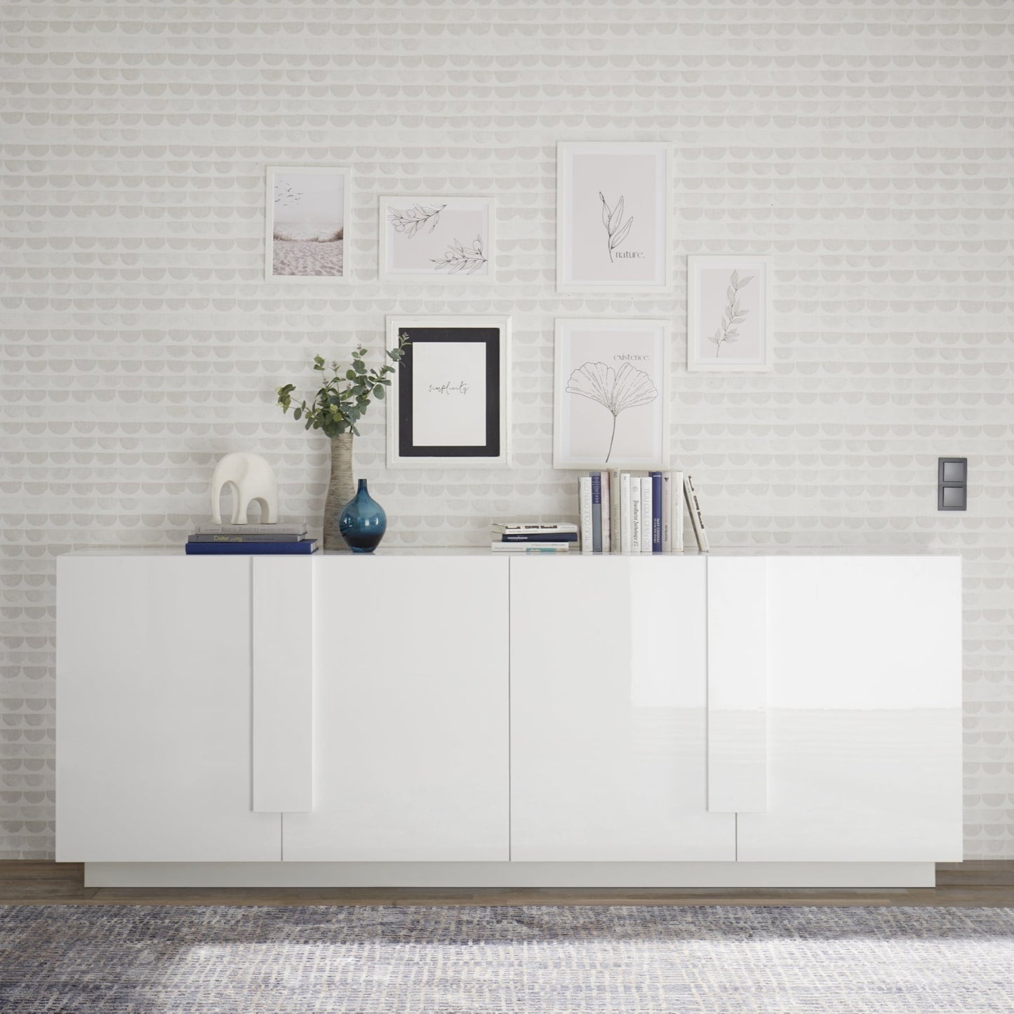 Jesolo Sideboard, Four Doors - Gloss White Finish
