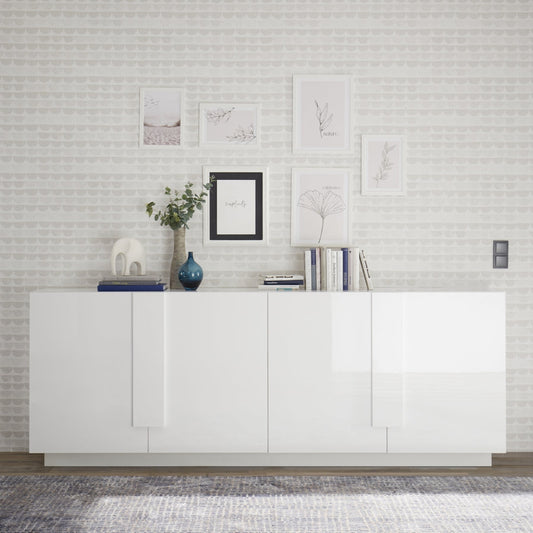 Jesolo Sideboard, Four Doors - Gloss White Finish