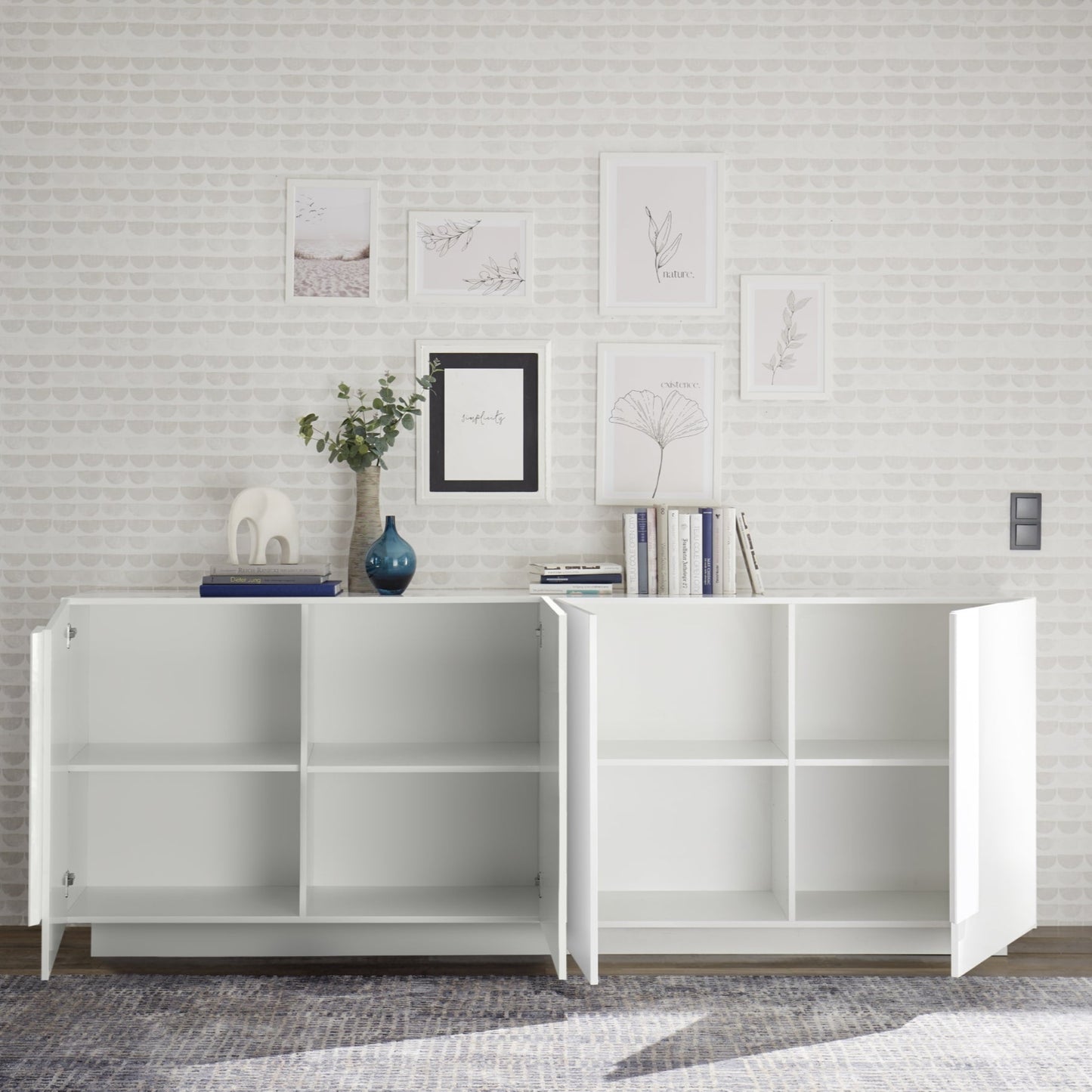 Jesolo Sideboard, Four Doors - Gloss White Finish