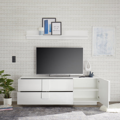 Jesolo Low Sideboard, One Door, Two Drawers - Gloss White Finish