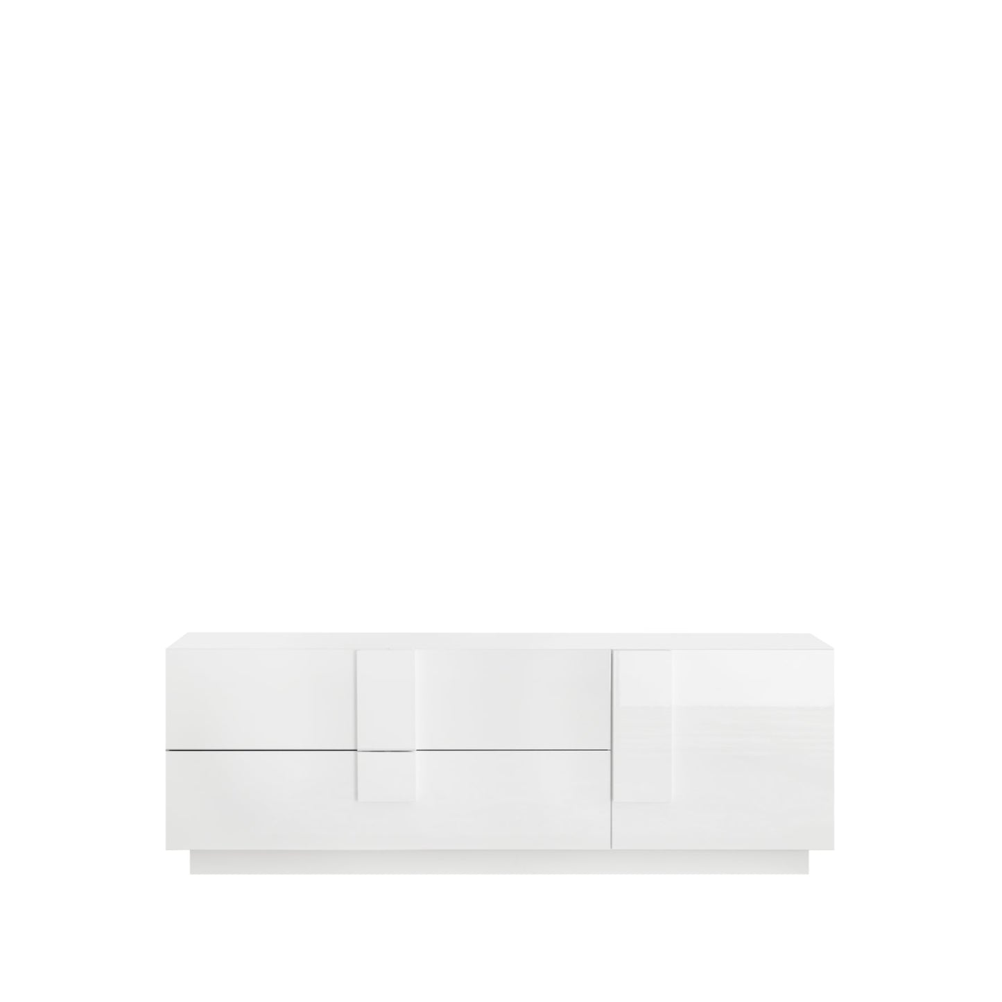 Jesolo Low Sideboard, One Door, Two Drawers - Gloss White Finish