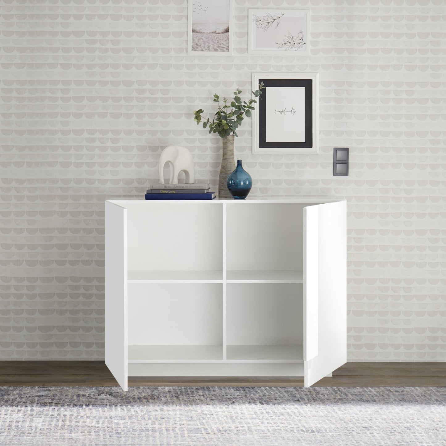 Jesolo Sideboard, Two Door - Gloss  White Finish
