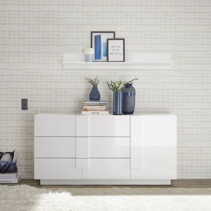 Jesolo Sideboard, One Door, Three Drawers - Gloss White Finish