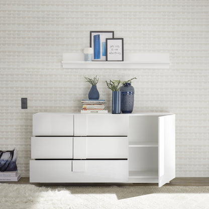 Jesolo Sideboard, One Door, Three Drawers - Gloss White Finish