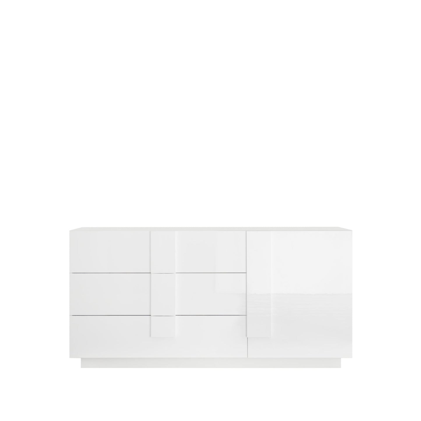 Jesolo Sideboard, One Door, Three Drawers - Gloss White Finish