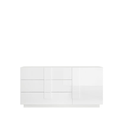 Jesolo Sideboard, One Door, Three Drawers - Gloss White Finish