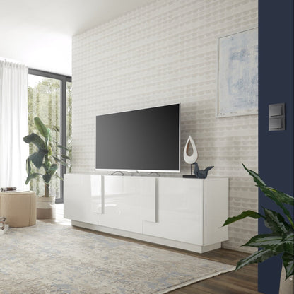 Jesolo TV Stand, Three Doors - Gloss White Finish