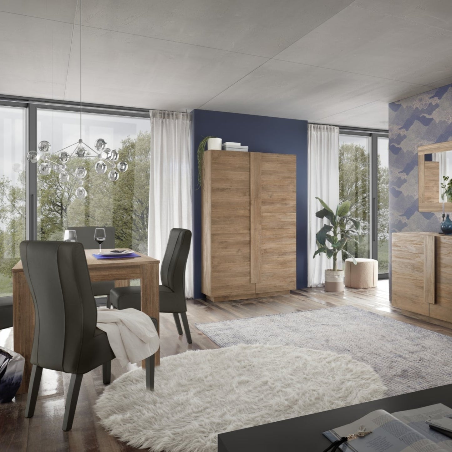 Jesolo High Sideboard, Two Doors - Mercure Oak Finish