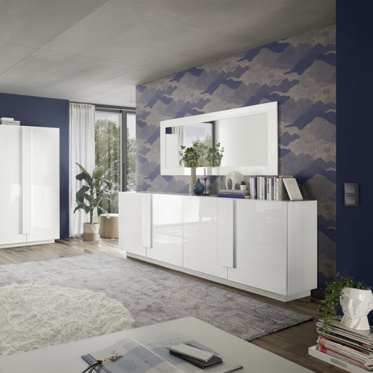 Jesolo Sideboard, Four Doors - Gloss White Finish