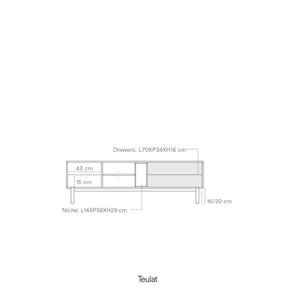 Corvo TV Stand, Two Door, Two Drawer, Storage with AV Access 180 cm - Cream and Oak Finish