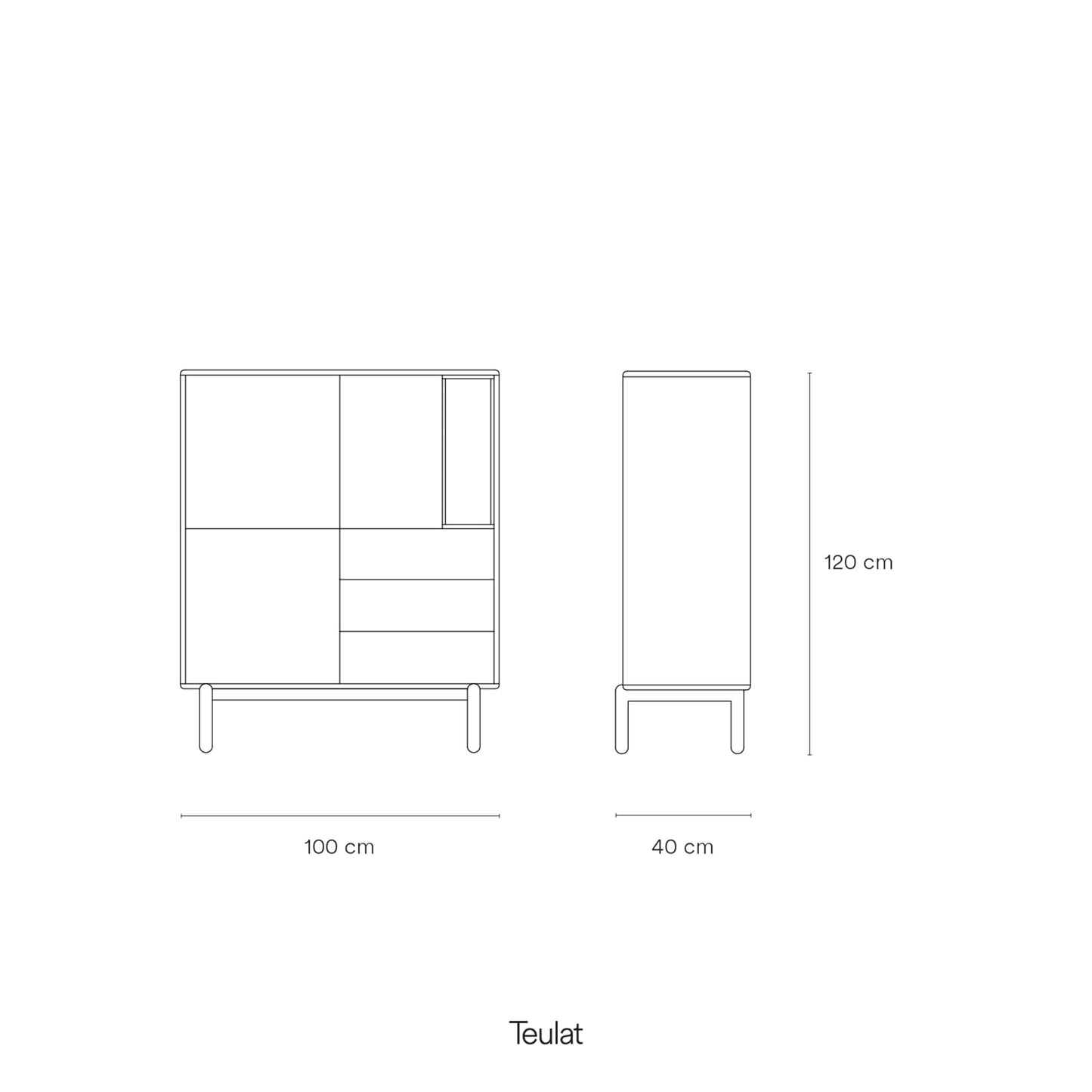 Corvo Storage Unit, Three Drawers, Two Doors, Five Shelves - Anthracite Grey and Oak Finish