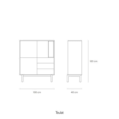 Corvo Storage Unit, Three Drawers, Two Doors, Five Shelves - Anthracite Grey and Oak Finish