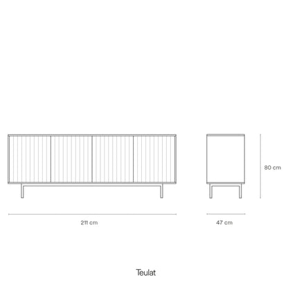 Sierra Sideboard, Four Door, Three Drawers, Six Shelves, Wood with Metal Frame - Matt Black Finish
