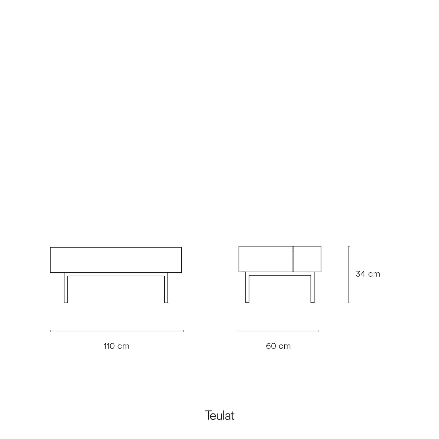 Arista Coffee Table, Rectangular, Two Drawer - Matt Black and Light Oak Finish
