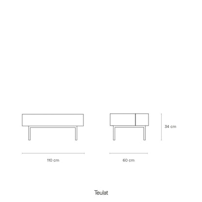 Arista Coffee Table, Rectangular, Two Drawer - Matt White and Light Oak Finish