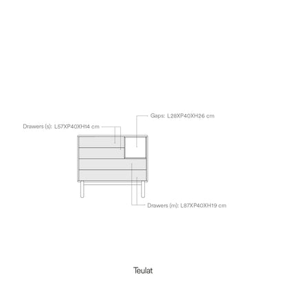 Corvo Chest of Four Drawers, 90 cm, Storage - Cream and Oak Finish