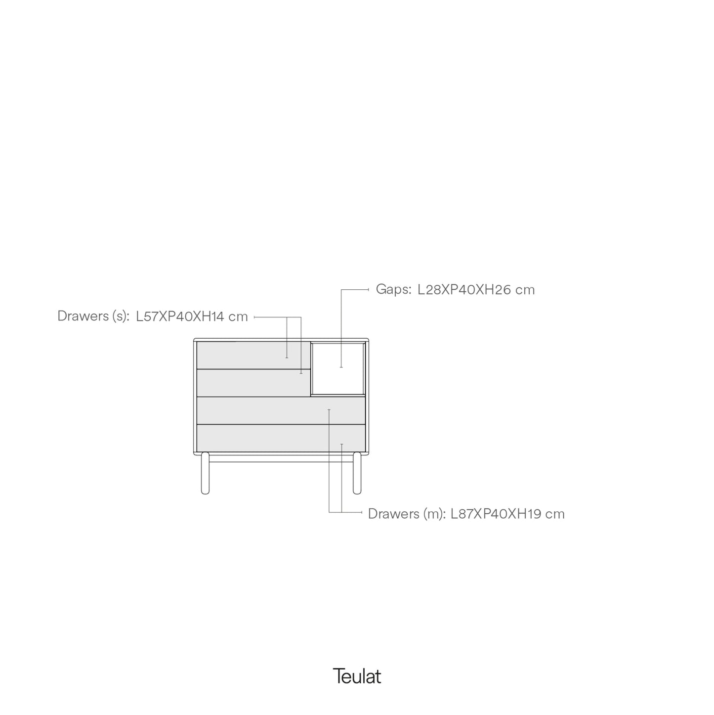 Corvo Chest of Four Drawers, 90 cm, Storage - Anthracite Grey and Oak Finish