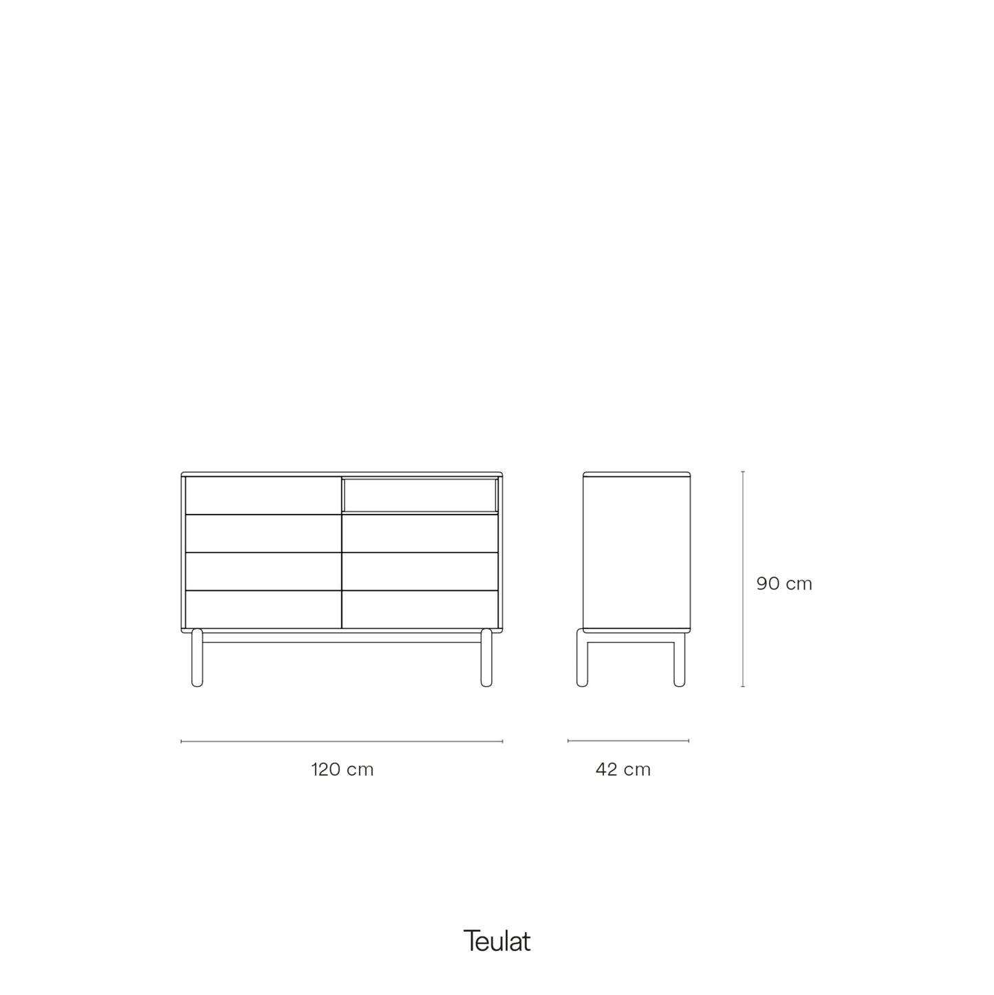 Corvo Chest of Seven Drawers, 120 cm, Storage - Cream and Oak Finish