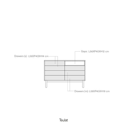 Corvo Chest of Seven Drawers, 120 cm, Storage - Cream and Oak Finish