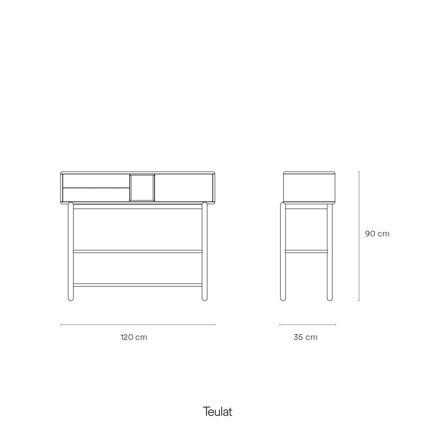 Corvo Hallway Console Table, Two Drawers, One Door, Storage Space - Anthracite Grey and Oak Finish