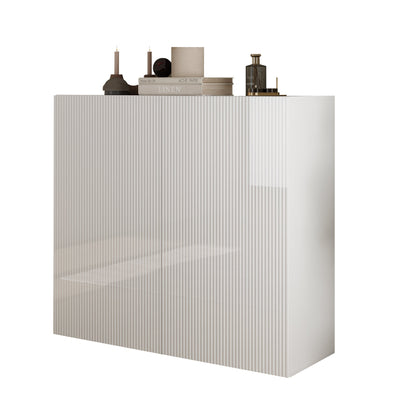 Raveena High Sideboard, Two Door - Gloss White Finish