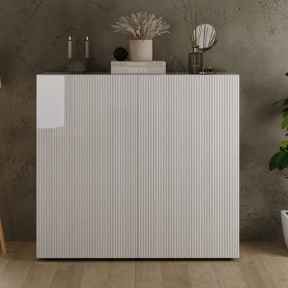 Raveena High Sideboard, Two Door - Gloss White Finish
