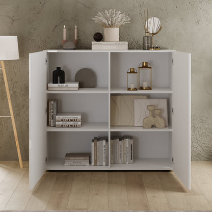 Raveena High Sideboard, Two Door - Gloss White Finish