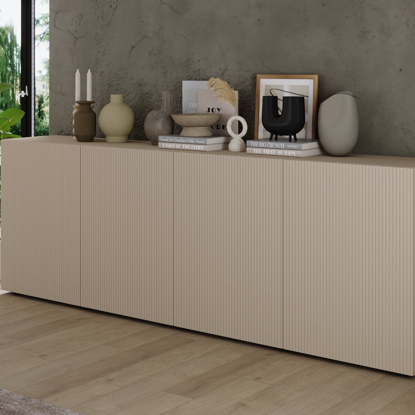 Raveena Sideboard, Four Doors - Cashmere Finish
