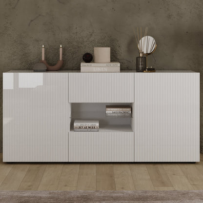 Raveena Sideboard, Two Door, Two Drawer - Gloss White Finish