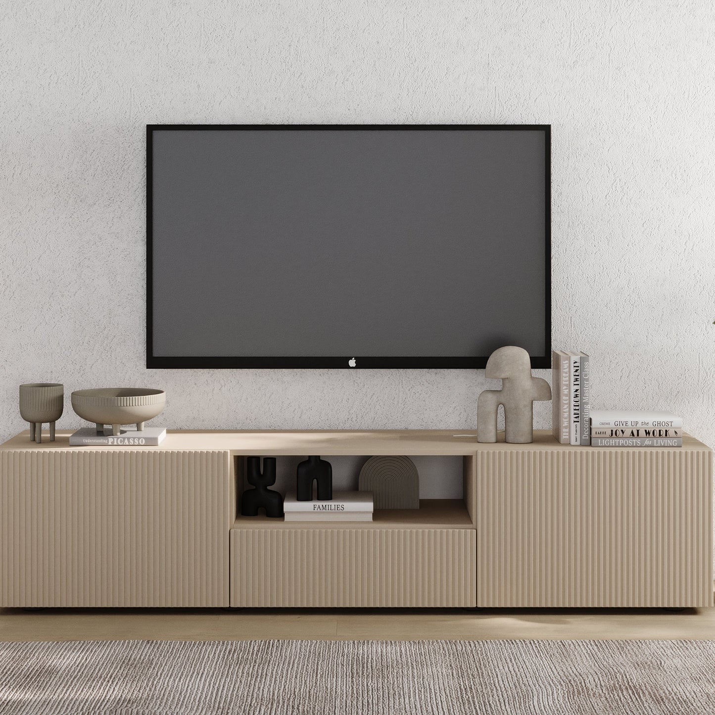 Raveena TV Unit, Two Doors, One Drawer - Cashmere Finish
