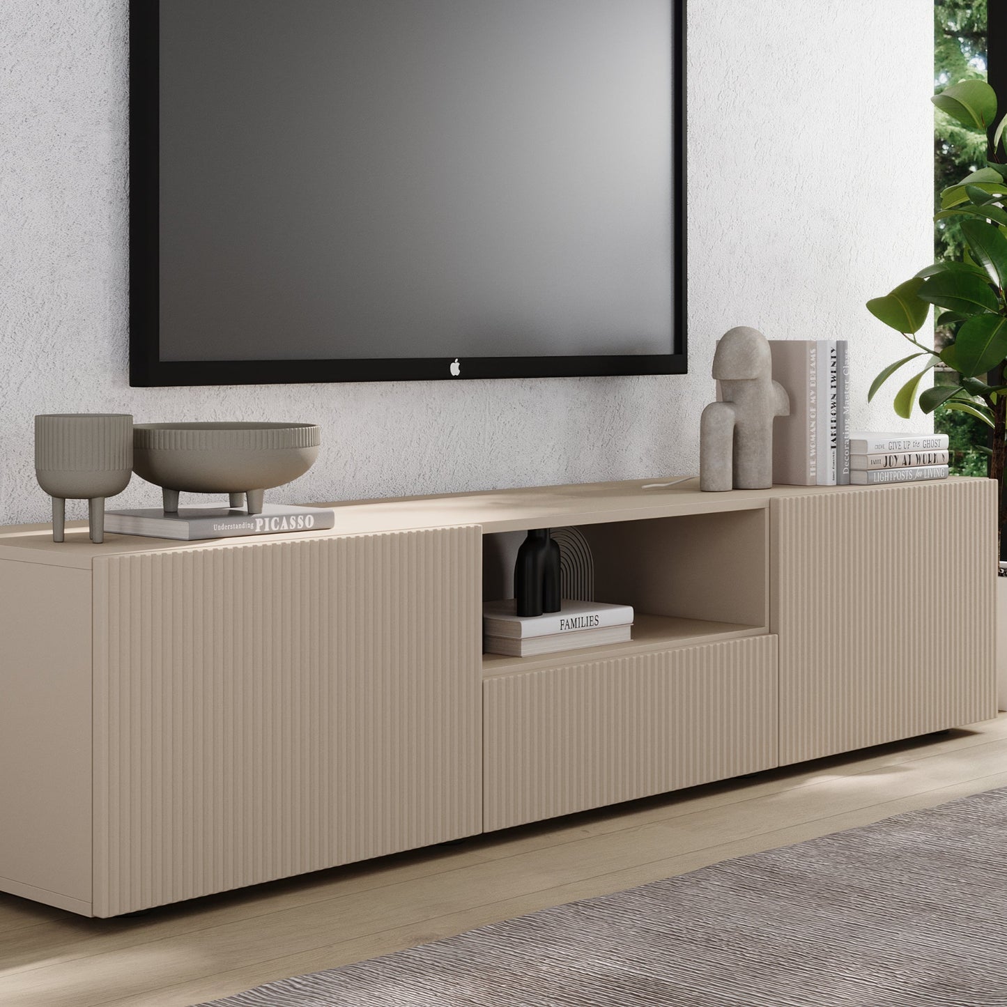 Raveena TV Unit, Two Doors, One Drawer - Cashmere Finish