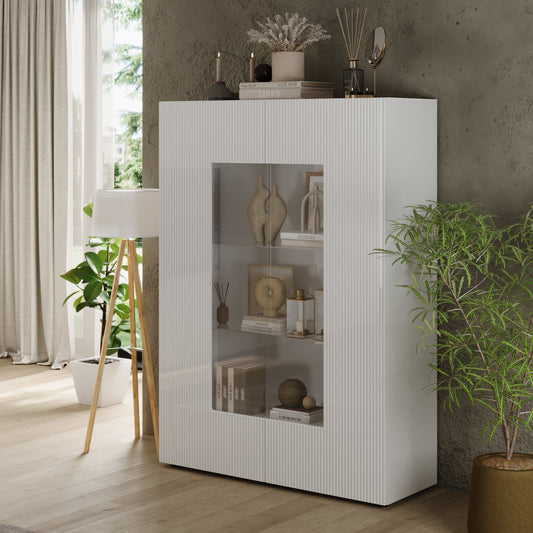 Raveena Display Vitrine, Two Door - Gloss White Finish