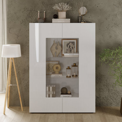 Raveena Display Vitrine, Two Door - Gloss White Finish