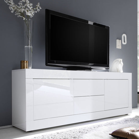 Urbino Low Sideboard, Two Doors, Two Drawers - White Gloss