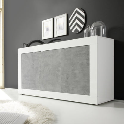 Urbino Three Door Sideboard - Gloss White and Grey Finish