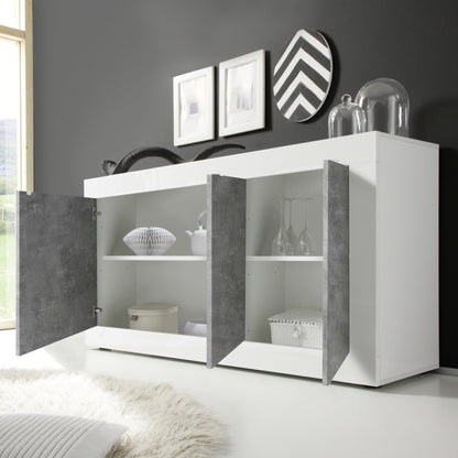 Urbino Three Door Sideboard - Gloss White and Grey Finish