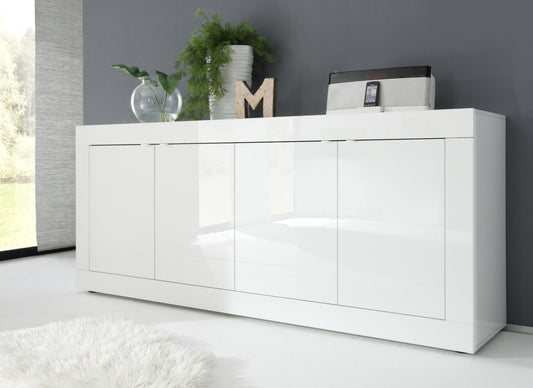Urbino Sideboard, Four Door - White Gloss Finish