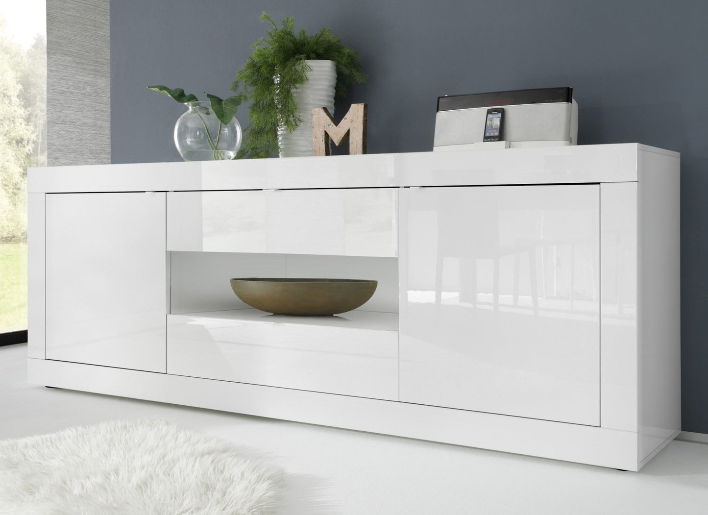 Urbino Sideboard, Two Door, Two Drawer, Storage Nook - White Gloss
