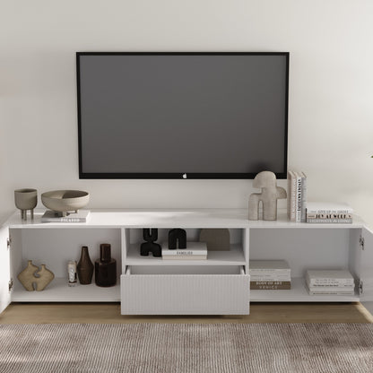 Raveena TV Unit, Two Doors, One Drawer - Gloss White Finish