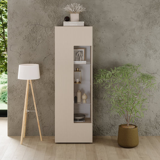 Raveena Display Vitrine, One Door - Cashmere Taupe Finish